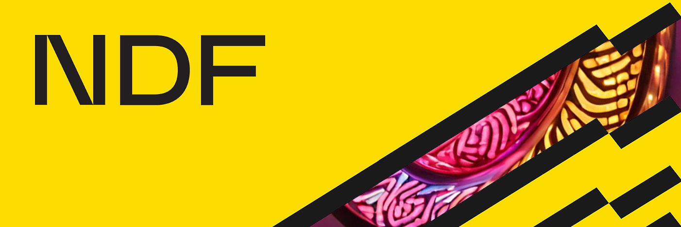 the NDF logo with a decorative graphic